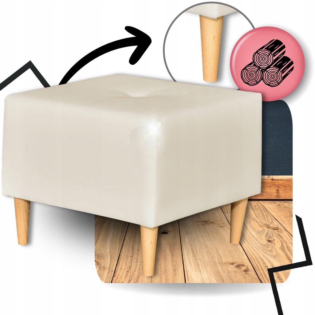 Armchair Uszak Eco Leather Gaja with Footrest Scandinavian Family Furniture Beige Cream