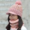 Autumn and Winter Women's Hats Trendy Velvet Thickened Warm Hairball Wool Hat Scarf Knitted Hat Two-piece Set