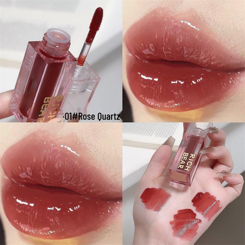 Rich Bear Glazed Lip Tint: Lustrous, Long-lasting, Water-Gloss Shine, Vibrant Colors