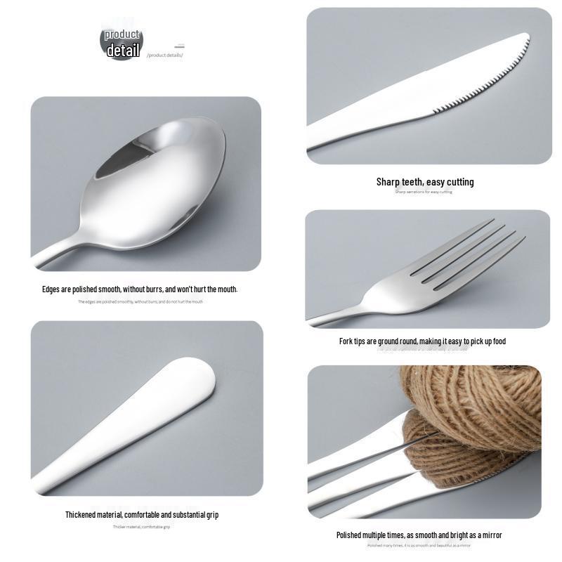 3-Piece Minimalist Stainless Steel Cutlery Set: Portable Knife, Fork & Spoon for Home, Student, or Outdoor Use