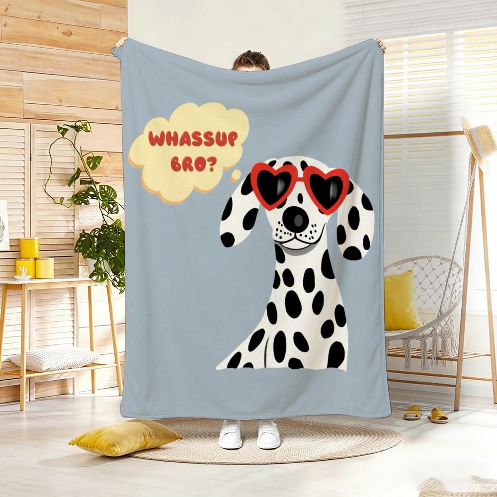 Illustration D-Dalmatian Throw Soft Warm Throw Blanket For Bedroom Living Room Bed Travel Camping Picnic Gift