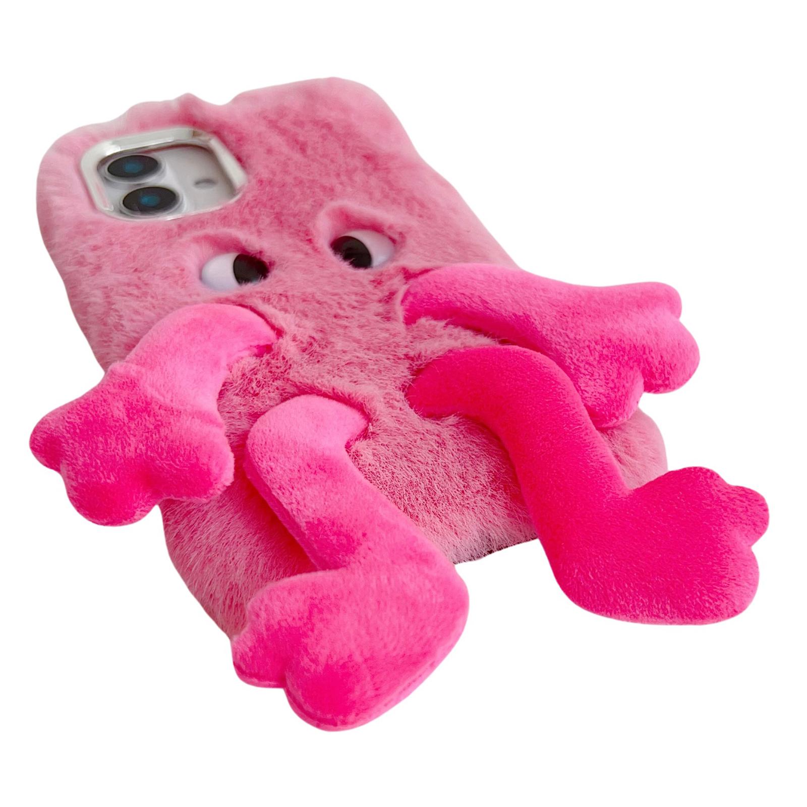 

For iPhone 16 Fluffy Phone Case Long Leg Expressive Eye TPU Mobile Cover Green