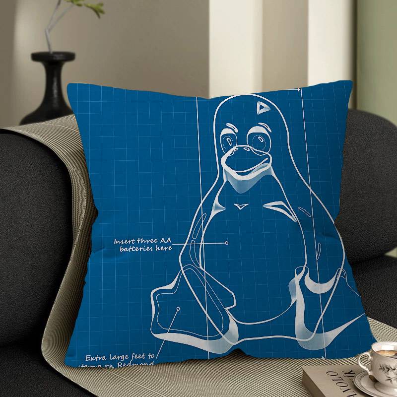 Linux Operating System Tux Penguin Pillow Gifts Home Office Furnishings Bedroom Sofa Car Cushion Cover Case Xcm