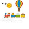 Easy Install Wall Accents 4Pcs Cartoon Train Hot Air Balloon 3D Wooden Decor, Colorful Kids Decorative Wood Shapes Room Hanging, Nursery Educational