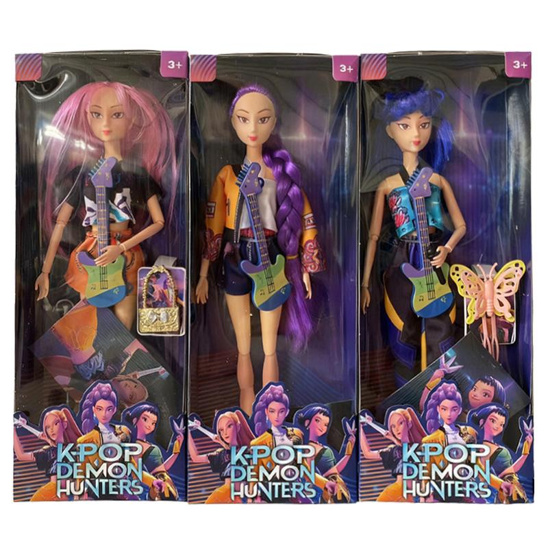 Kpop Demon Hunters Action Figure Toy Derpys Tiger Rumi Mira Zoey Sussy with Colorful Lights Theme Song for Fans Christmas Gifts