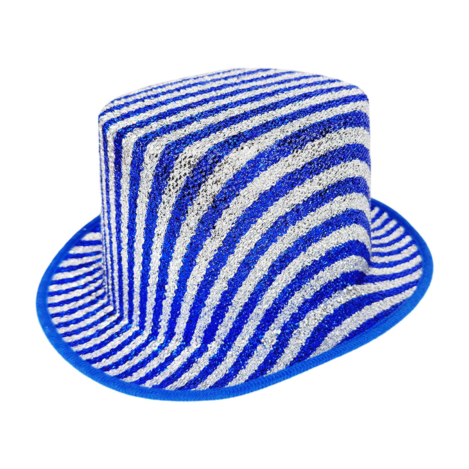 

Magician Style Striped Lincoln Hat In With Metallic Finish For Costume Party Stage Performances Fashion Accessory синій