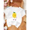 European Sizes Cartoon Lemon Skateboard Pattern Girls' Summer Short Sleeve T-Shirt, Breathable Comfortable Fashion Print Top