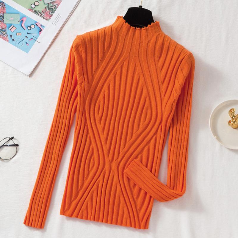 Knitted Sweater Women Pullover Half Turtleneck Jumper Sweater Autumn Winter Solid Slim Chic Streetwear Long Sleeve Y2K