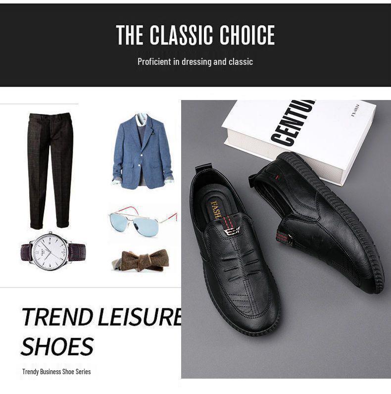 2026 Men's Slip-on Casual Leather Shoes - Breathable, Soft Sole, Anti-slip, Perfect for Business and Everyday Wear