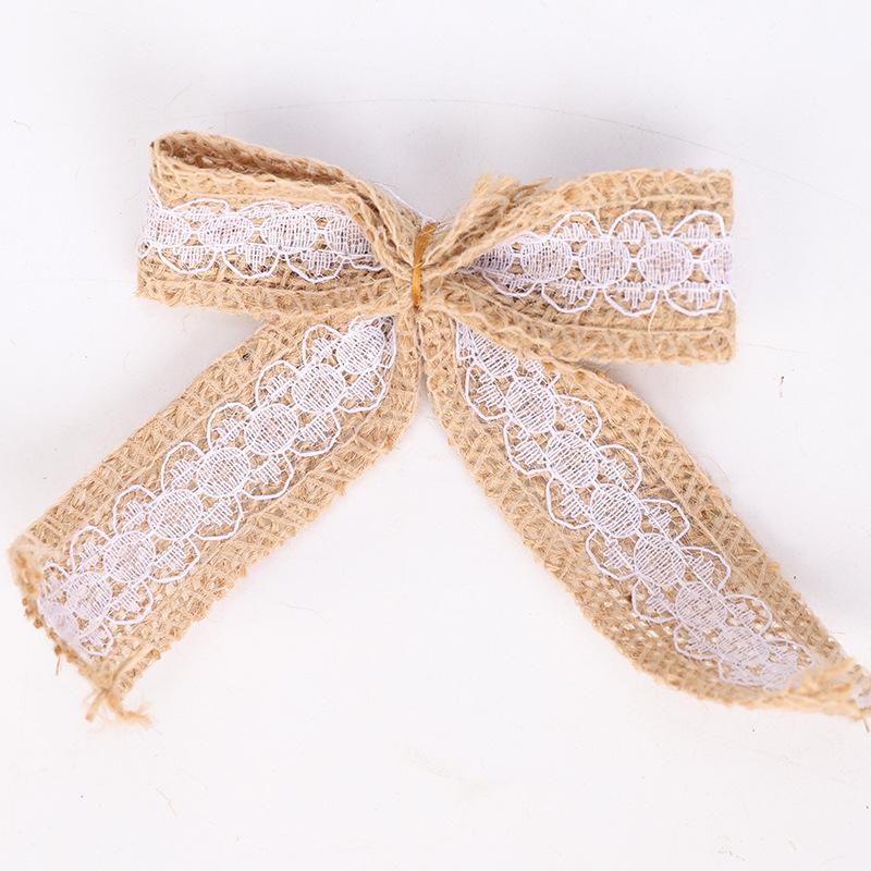 

Праздничный бант из мешковины с кружевом «Ласточкин хвост» - Рождественский аксессуар для DIY-декора