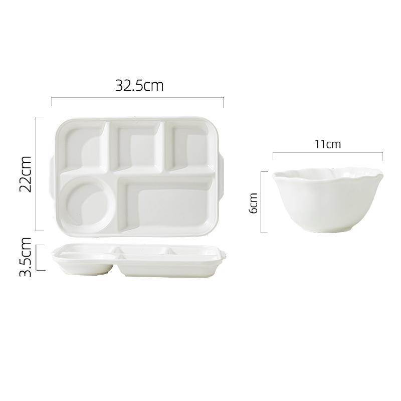 Ceramic Divided Dinner Plate Reusable Portion Control Plate 5 Compartments Snack Serving Dish Food Container Kitchen Tableware
