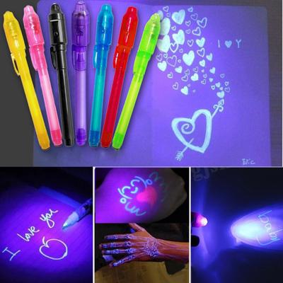 4 Stück 2 in 1 Leuchtstift UV-Schreiben Unsichtbare Tinte Marker Kinder Zeichengeschenk