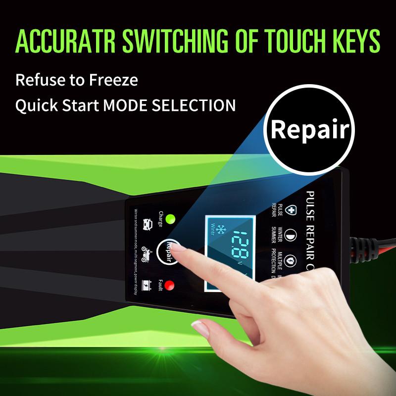 12V 10A Car Battery Charger Auto Smart Battery Charger with LCD Touch Screen Display Pulse Repair Chargers Wet Dry Lead Acid