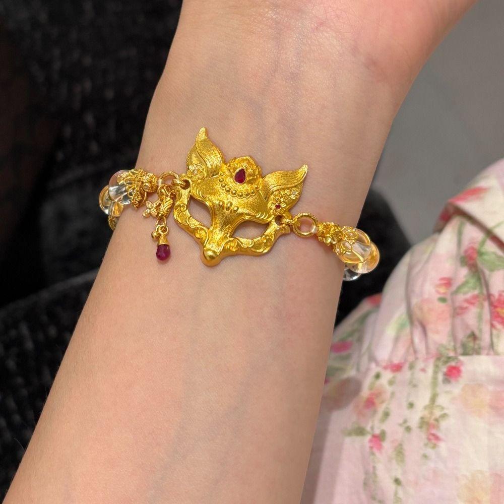 Elegant Rävmask Armband Utsökt Handgjort Pärlarmband Kinesisk Stil Halsband Flickor