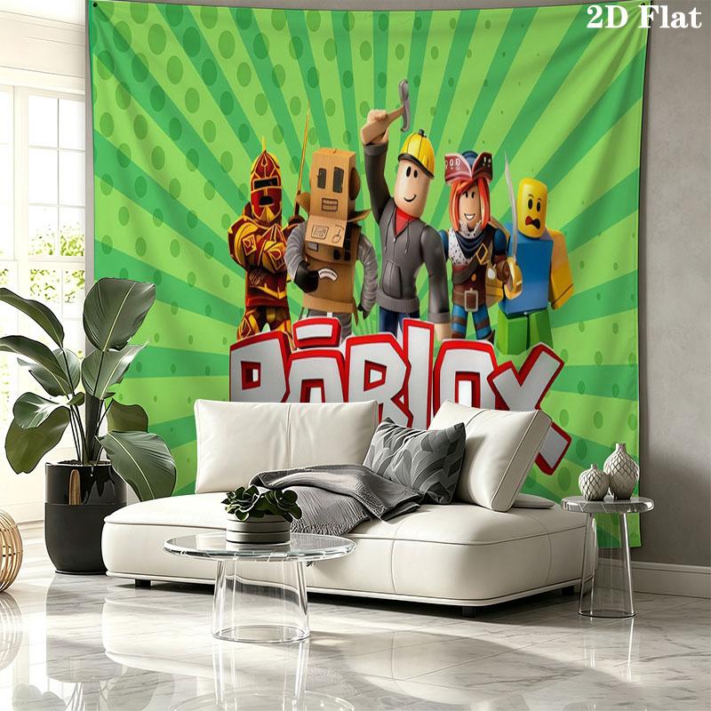 Roblox Cartoon Wall tapestry, aesthetic printed fabric blanket, suitable for bedroom, living room, and home decor.