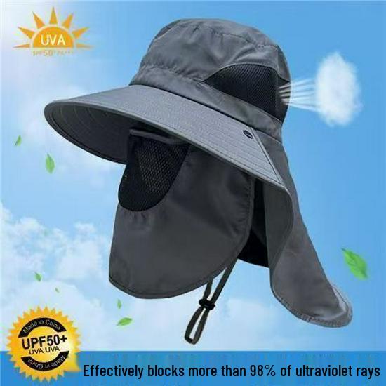 Men's Sun Protection Bucket Hat with Mosquito Mesh for Outdoor Activities