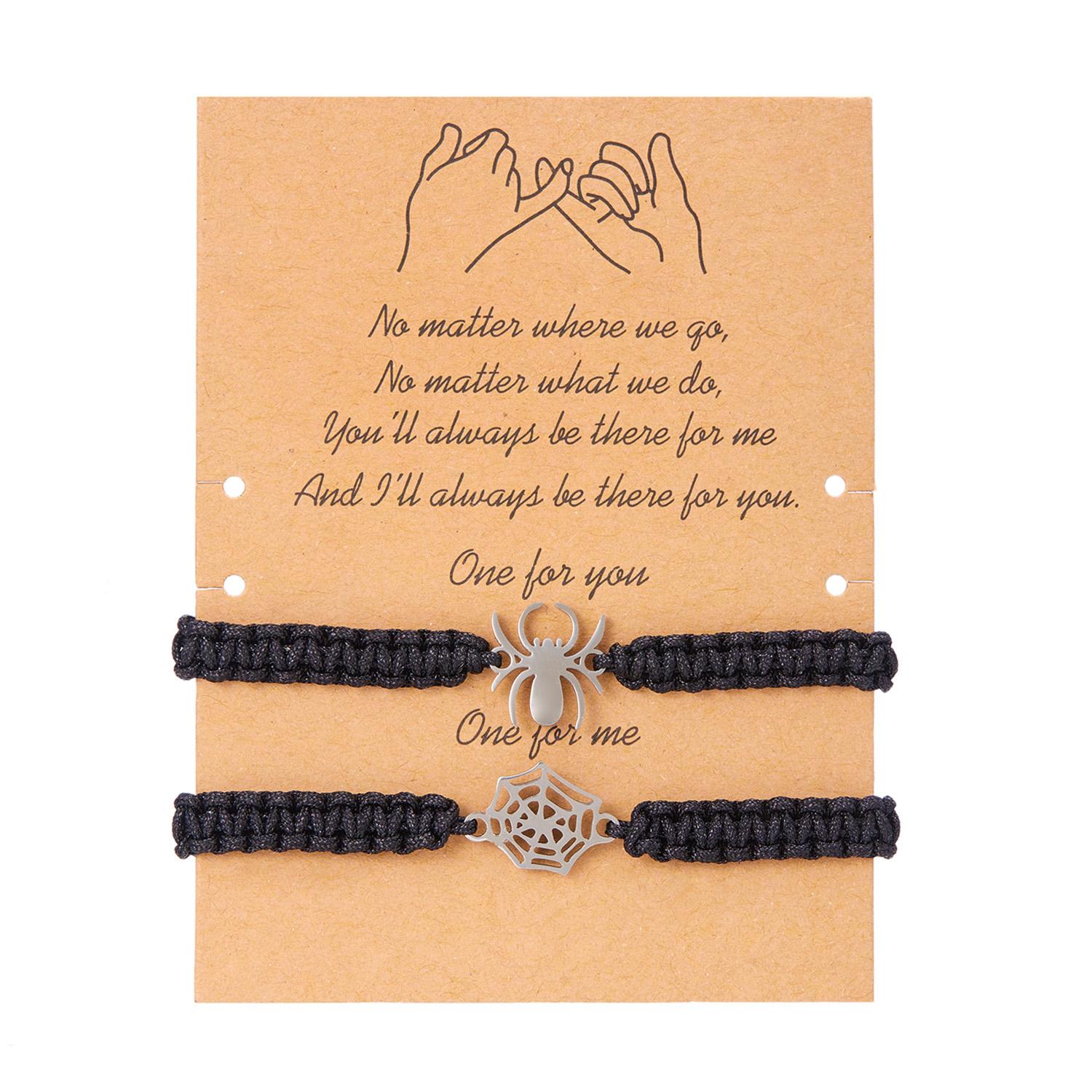 

Очаровательный комплект браслетов для пары на Хэллоуин, паутина для женщин и мужчин, простая тканая веревка ручной работы, карта желаний, ювелирные изделия в виде дружбы с животными, подарок