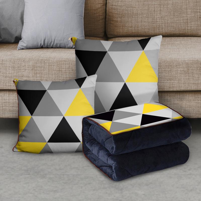 Custom Cartoon Plush Throw Pillow Blanket with Fleece Lining