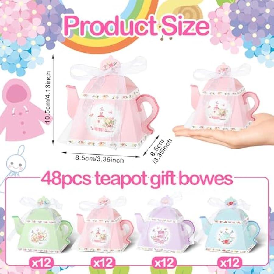 

48 шт. Коробки для подарков на чаепитие, винтажные цветочные, в виде чайника, цветочные подарочные коробки для чаепития, коробка для конфет в виде чайника, украшения для чаепития для Т United States