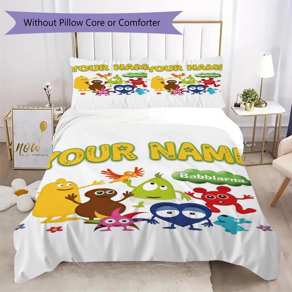 Custom Name Babblarna Pattern Bedding Uilt Set Uilt Cover Pillowcase Home Decoration Birthday Gift (1*duvet Cover+2*pillowcase Without Core)