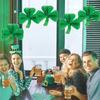 5Pcs Green Clover Honeycomb Hanging Pendant Paper Honeycomb Hanging Ornament  for Home