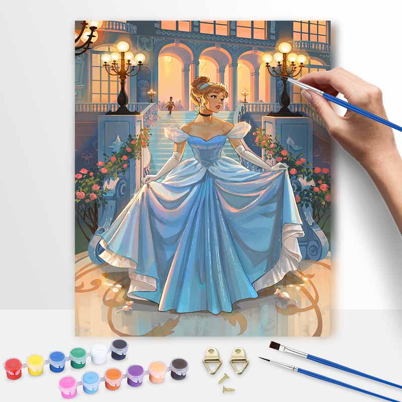 Disney Cinderella oil painting handmade painting kit diy home room decoration gift 20x30cm