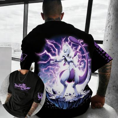 Letnia bawełniana koszulka męska i damska 2026 Nowy Mewtwo Nadruk Ulica Hip Hop Codzienna Luźna Y2K Top dla Rodzica i Dziecka
