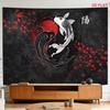 2D Traditionelle Kirschblüten Koi Wandteppich Yin Yang Wandbehang