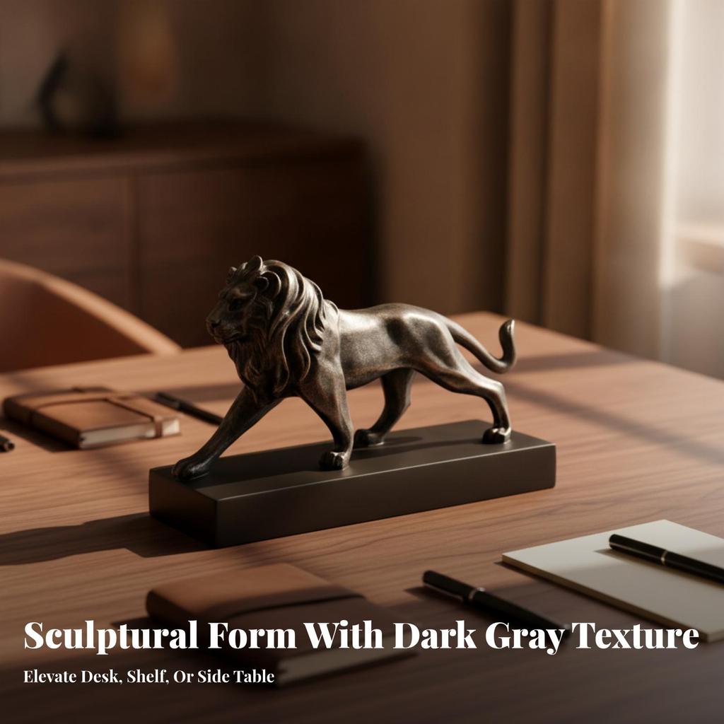 Lion Ornament with Base Majestic Decor Sculptural for Bookshelf