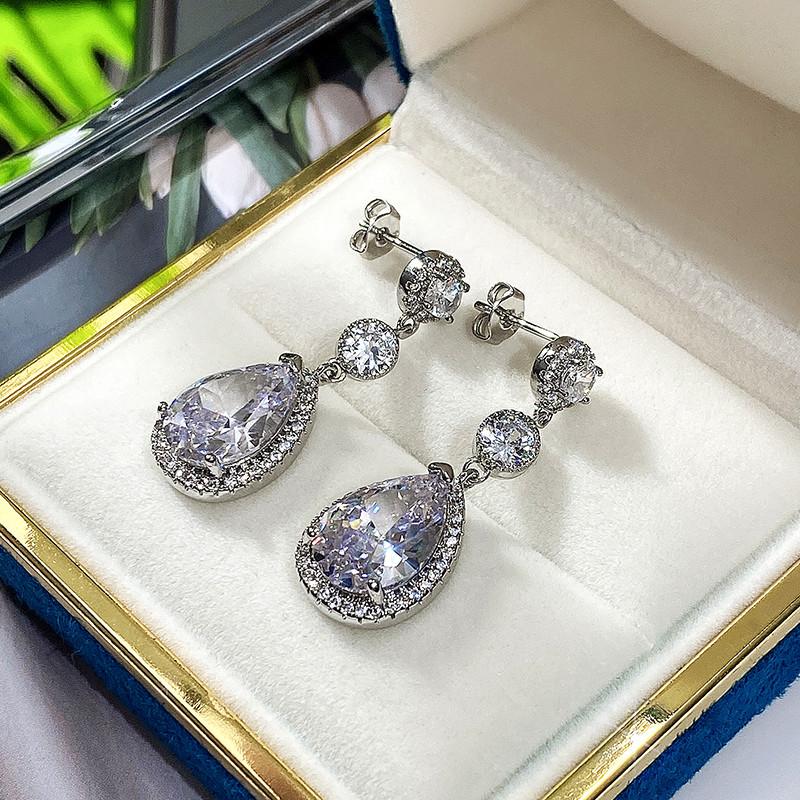 CAOSHI Delicate Temperament Drop Earrings for Women Exquisite Female Brilliant Zirconia Elegant Lady Wedding Party Accessories