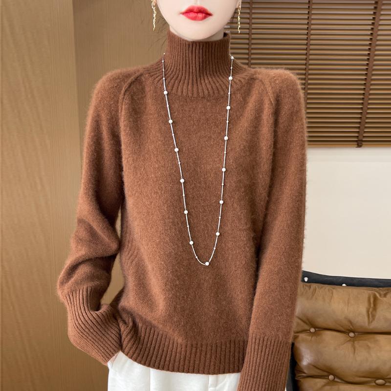 Women Sweater 100% Wool MODERN NEW SAGA Turtleneck Knit Pullover Thick Winter Jumpers Female Knit Tops