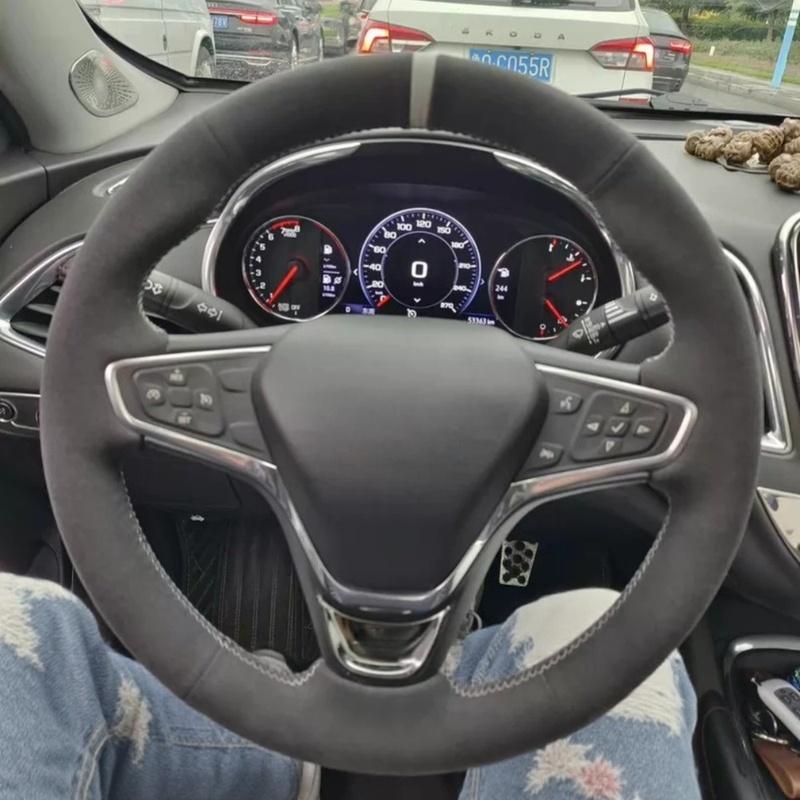 Чехол-оплетка на руль автомобиля своими руками Malibu XL 2015- Equinox 2017- Мягкая замшевая оплетка на руль для Chevrolet Malibu Blue Thread