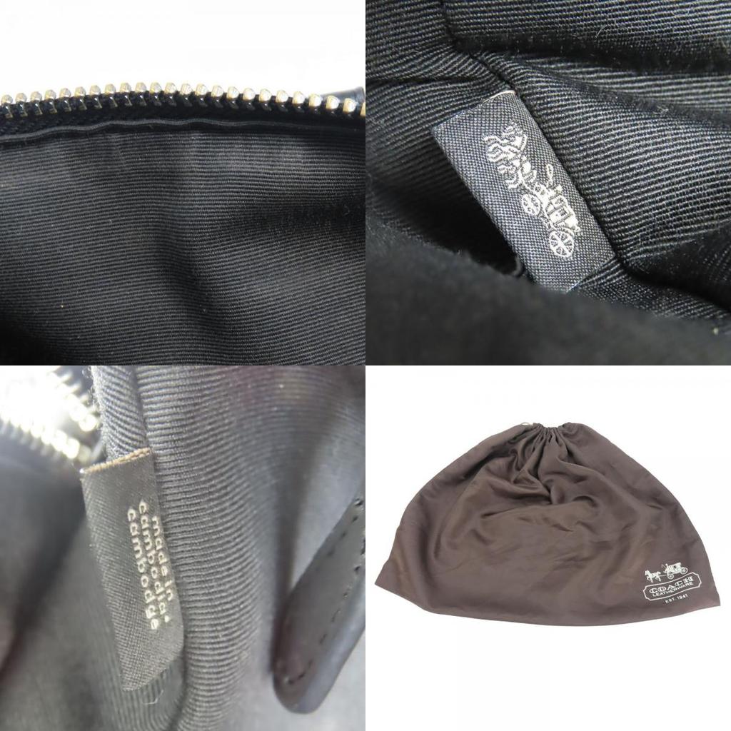Bolsa de Mão COACH Usada F32203 Lona revestida de PVC Signature/couro cinza preto Ombro
