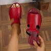 Ausgeschnittene Slide-Sandalen für Damen, trendige flache Slide-Sandalen aus Kunstleder, leichte Slip-On-Outdoor-Schuhe