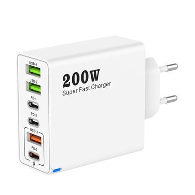 6portová USB-C PD nabíječka 200W Quick Charge 3.0 typu C USB nabíječka telefonů Super rychlé nabíjení adaptér pro iPhone Samsung Xiaomi