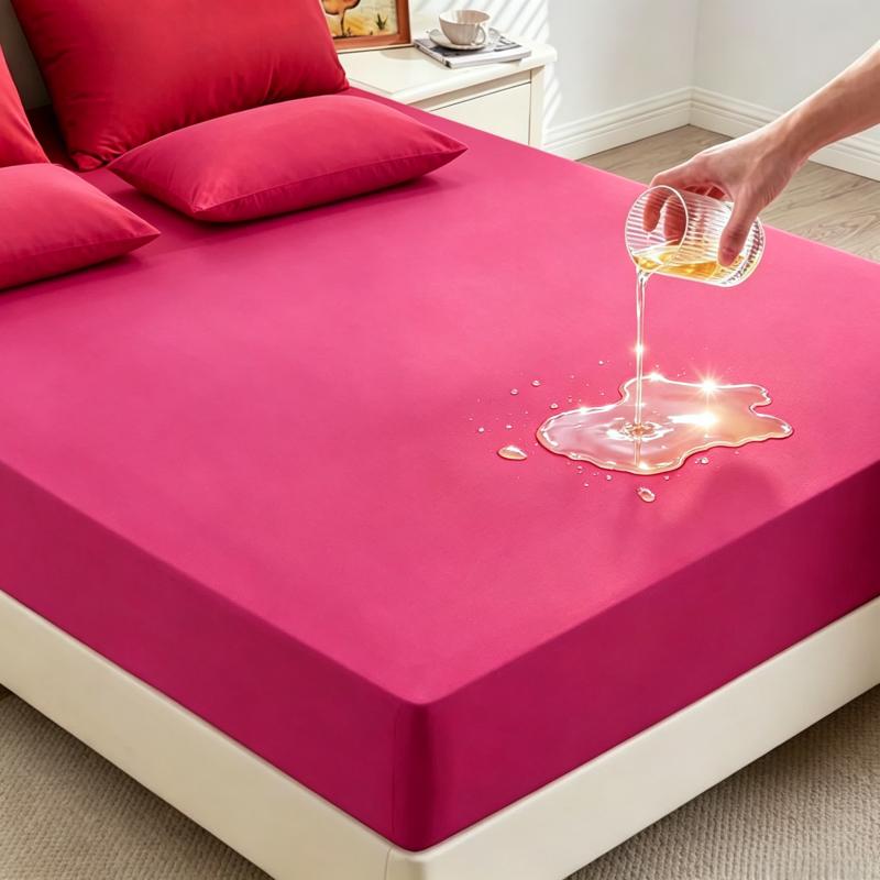 High Quality Fitted Sheet 100% Waterproof Microfiber Soft Touch Deep Pocket 25cm Wrinkle Free Anti-Slip Solid Color Twin/Full/Queen/King