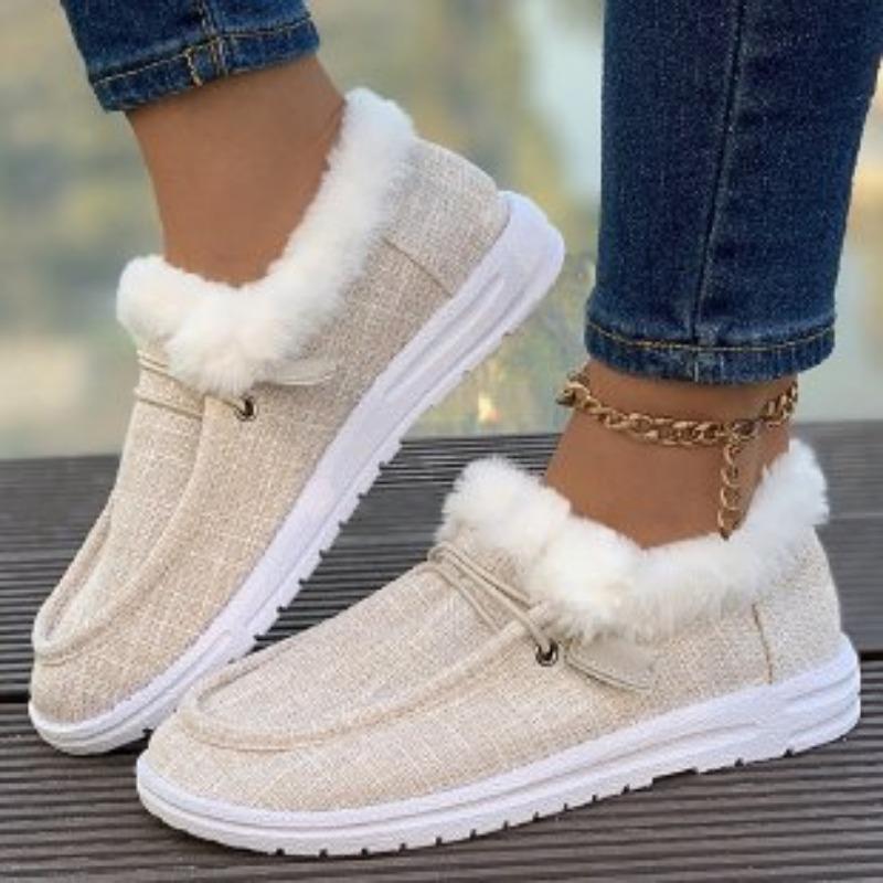 Winter new large size velvet warm women's shoes flat bottom round head one pedal casual shoes women