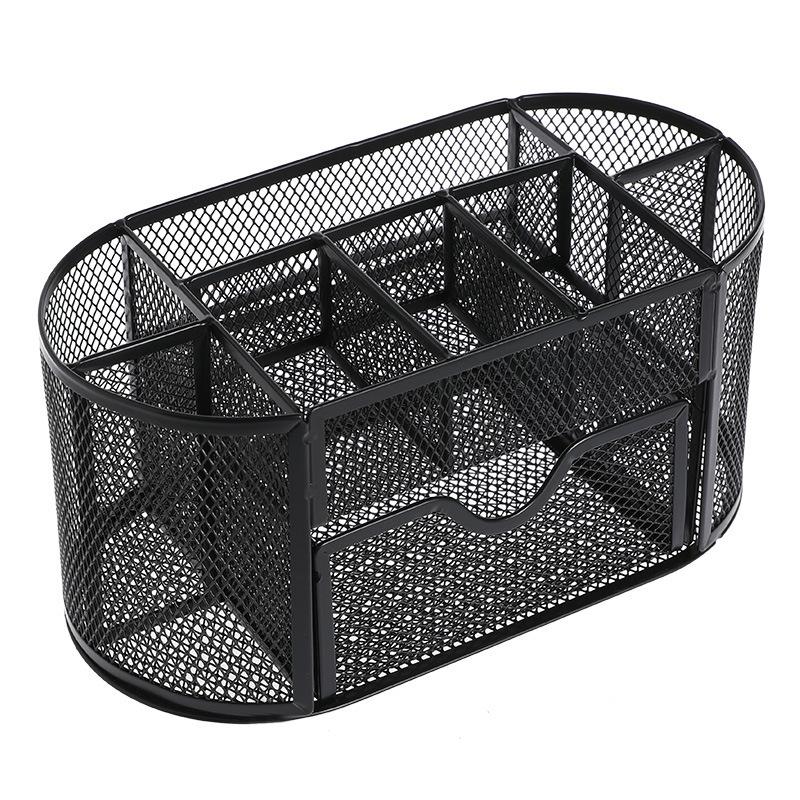 

Silver Wrought Iron 9-grid Desktop Storage Box, Multifunctional Office with Drawers for Stationery