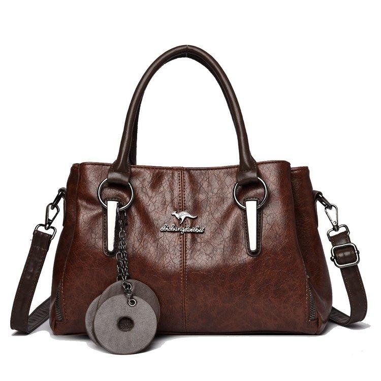 

Multi-compartment tote bag women s shoulder messenger bag коричневий