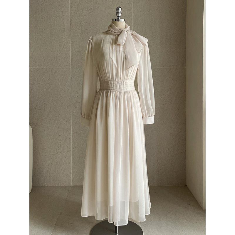 

Корейское шикарное платье с длинными рукавами и шнуровкой для женщин