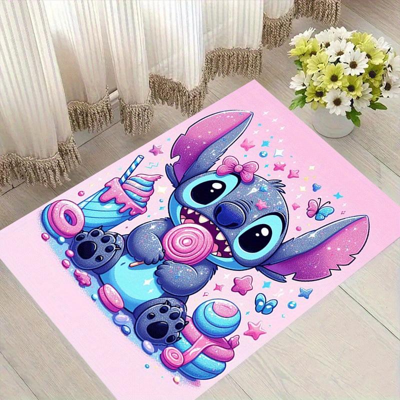 1pc Cute Stitch Pattern Area Rug Soft Flannel Floor Mat for Living Room,Office,Bedroom and Carpet,Sofa Coffee Table Floor Mat