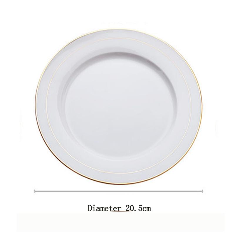 Jingdezhen Weiß porzellan Steak Platte Sushi Dessert Flache Platte Gold rand Hotel Restaurant Abendessen gericht Runde Westlichen Lebensmittel Platte