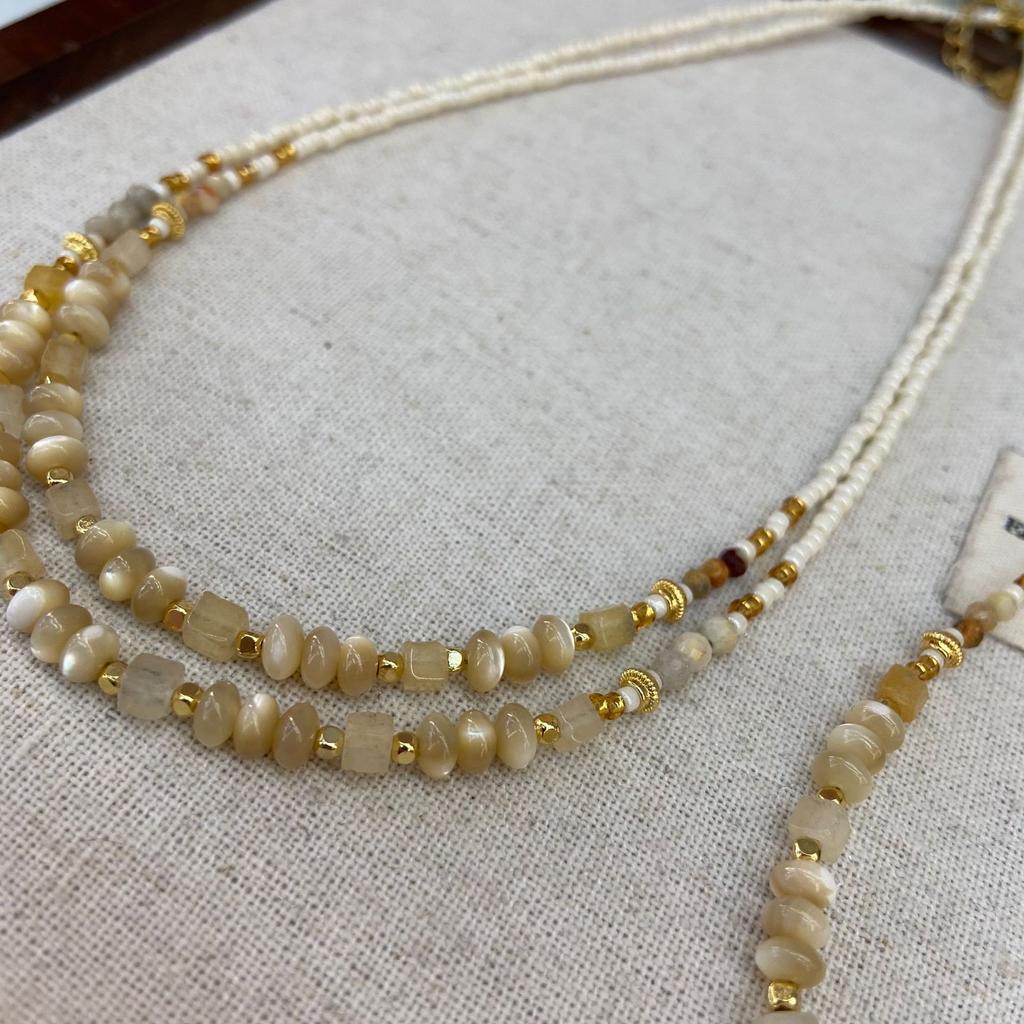 Extremely Fine Millet Beads Natural Stone Beaded Necklace Women'S High-End Light Luxury Niche Collarbone Chain Neck Chain