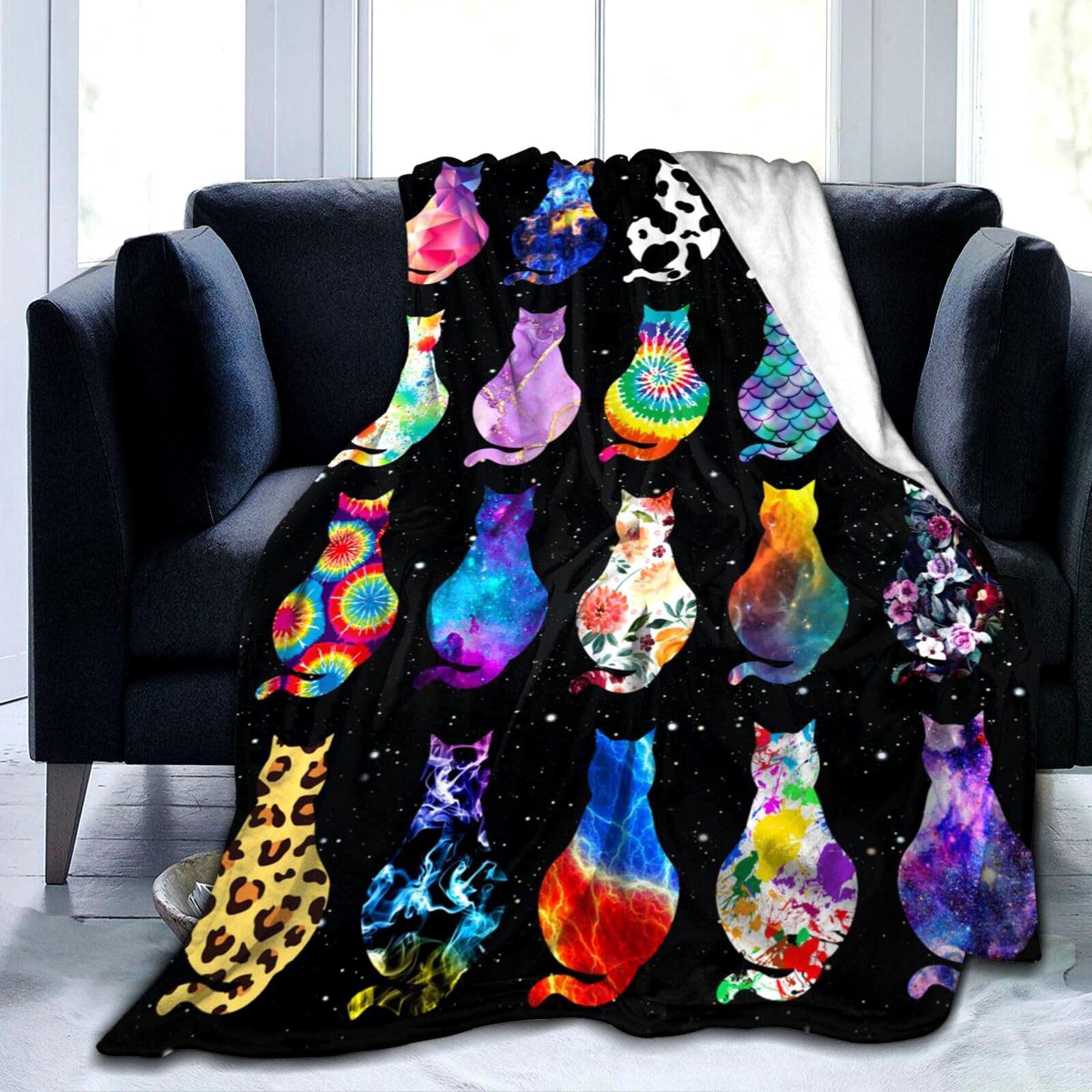 

Cartoon patterned cat Printed Blanket for Sofa Bed Travel Camping Living Room Office Conditioning Blanket for All Seasons Gifts 75x90cm