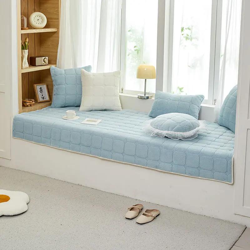 

Модная простая подушка на подоконник из бархата из кроличьего меха 2025 Новая Всесезонная Универсальная Толстая Противоскользящая для Балконов Татами Подушки 80x240cm 1pcs