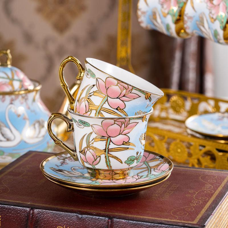 Ceramic Coffee Set With Phnom Penh Coffee Cup Light Luxury Afternoon Teacup Household High-Value Flower Teacup