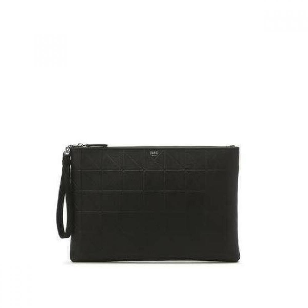 Daks Black Leather Clutch Bag Cut Pattern Dbba0f279bk