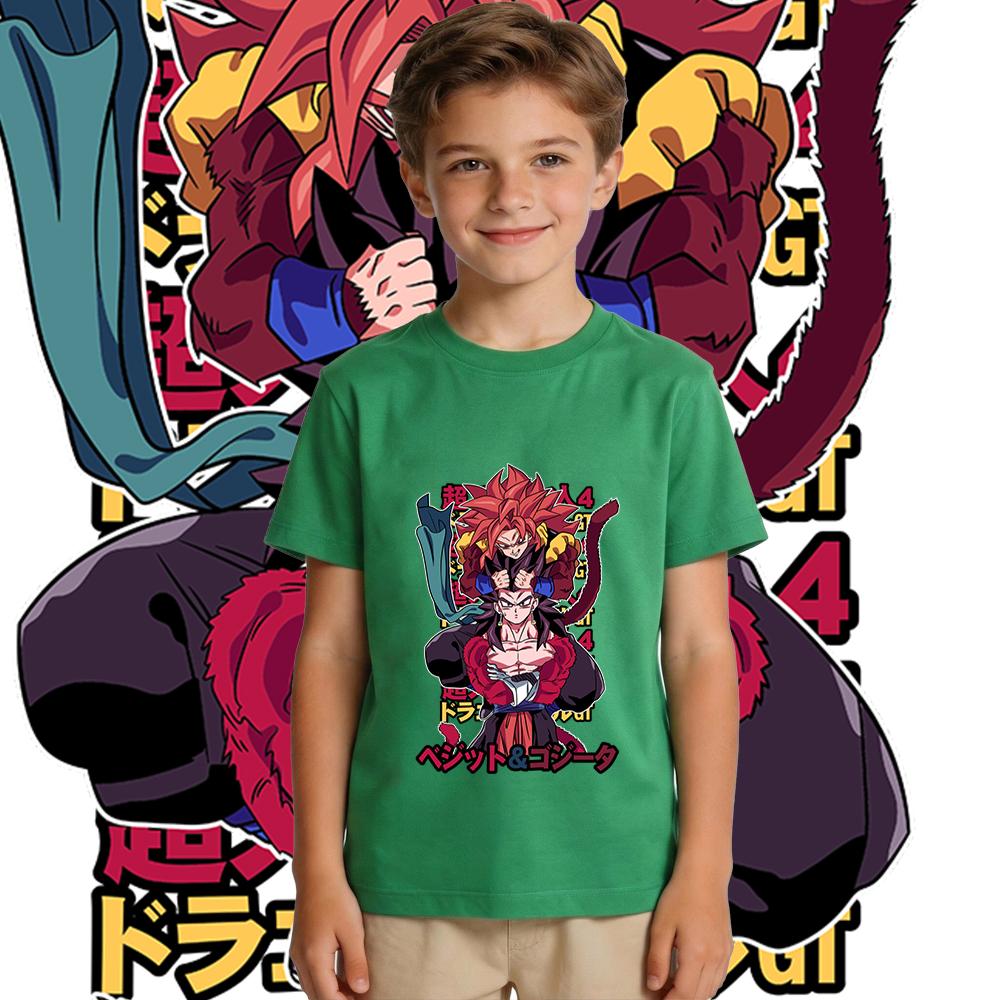 DBZ Vegetto SSJ4 x Gogeta SSJ4 Anime Print Kids Cotton T Shirt Short Sleeve Summer Clothes for Boys and Girls
