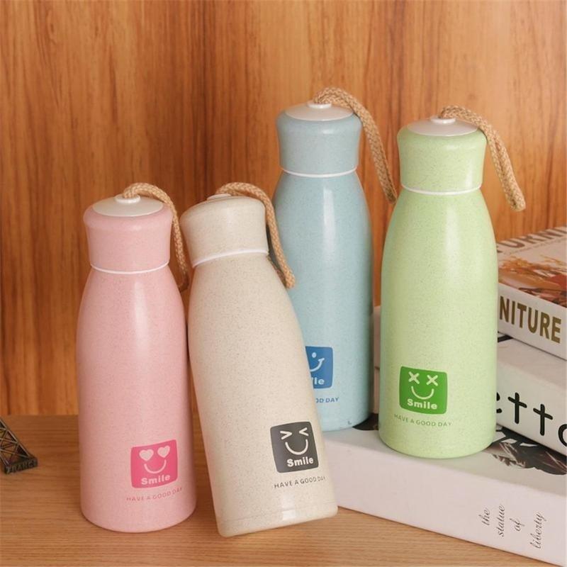 HOT Travel Mug Office Coffee Tea Water Bottle Cups Straw Wheat Plastlc