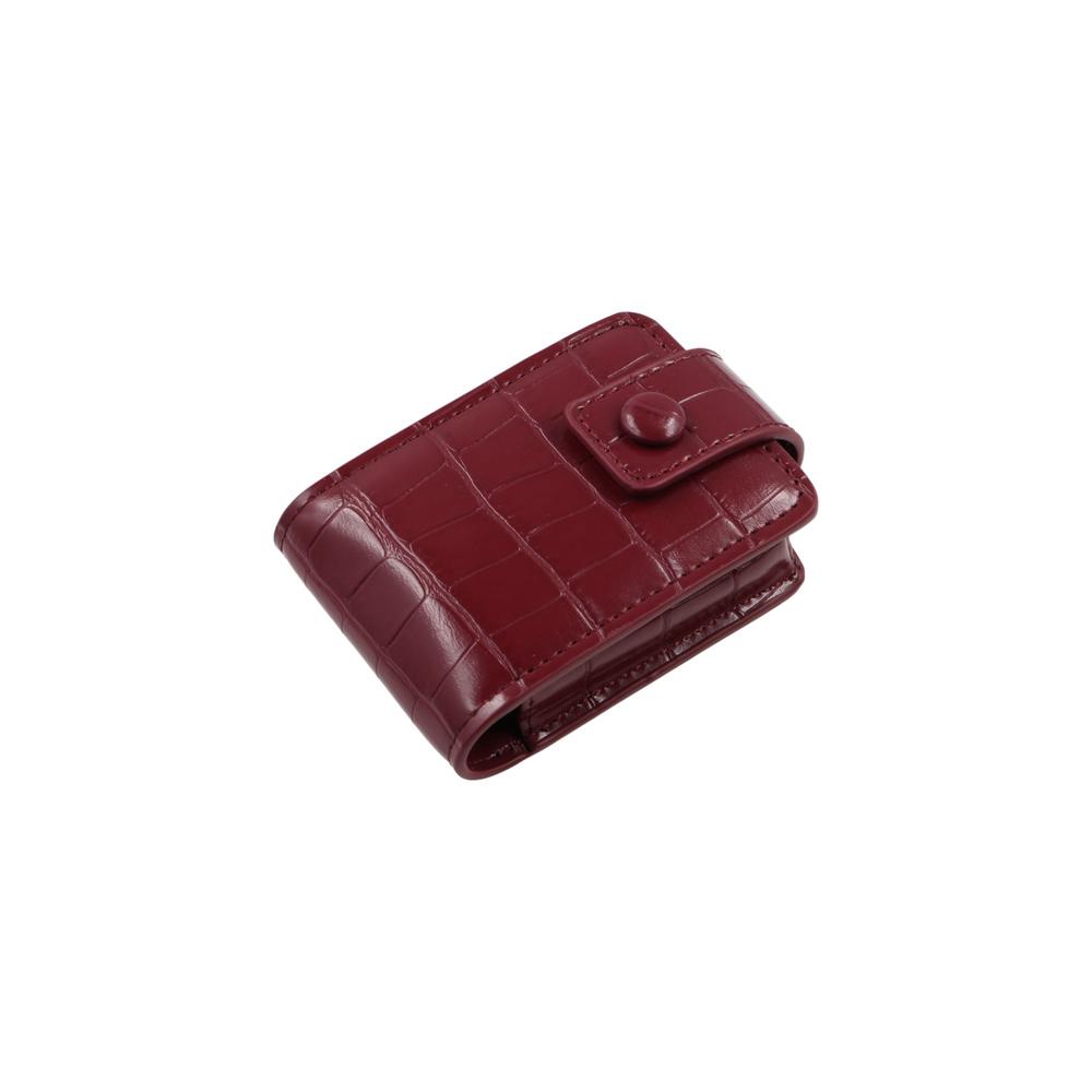 Women Crocodile Pattern PU Leather Lipstick Organizer Cosmetic Pouch with Mirror Makeup Bags бордовый
